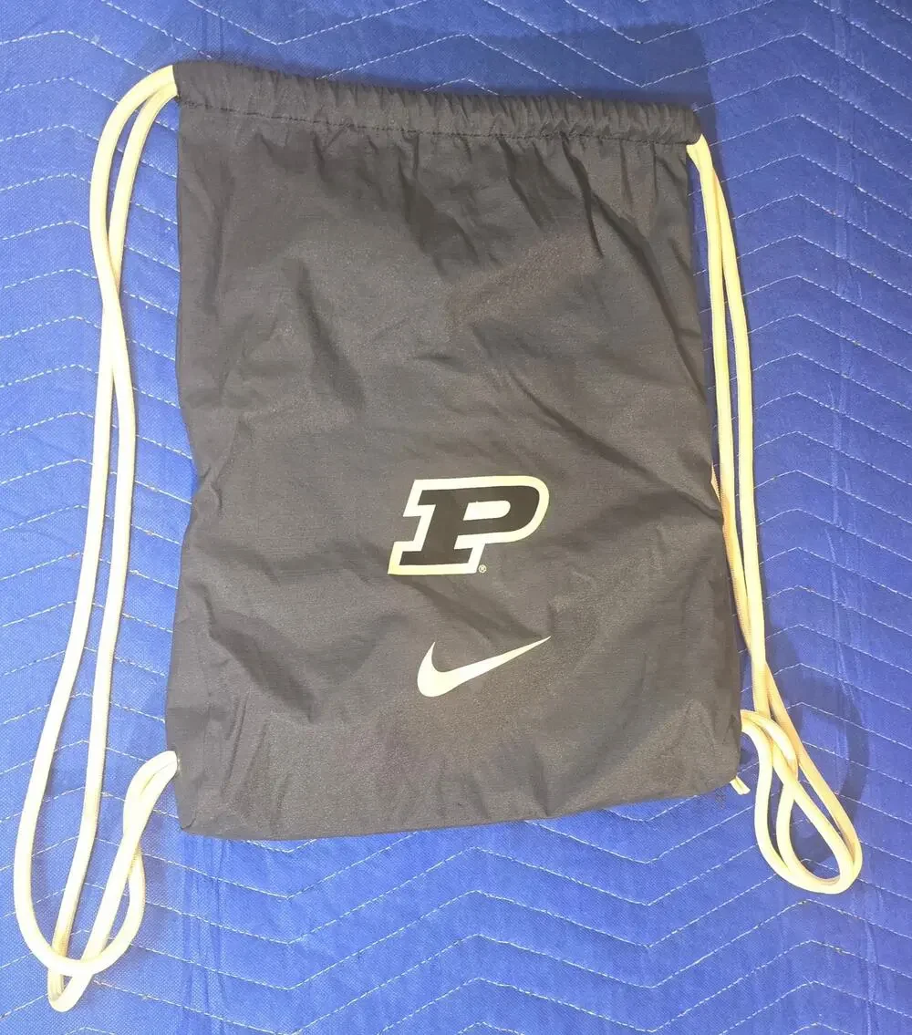 Nike Purdue Boilermakers Drawstring Backpack Sackpack Black Gold Zip